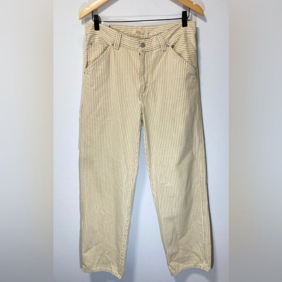Levi’s Dad Utility Pants Size 27L30 — White with Cream Stripes, Oversized Fit - Picture 4 of 12